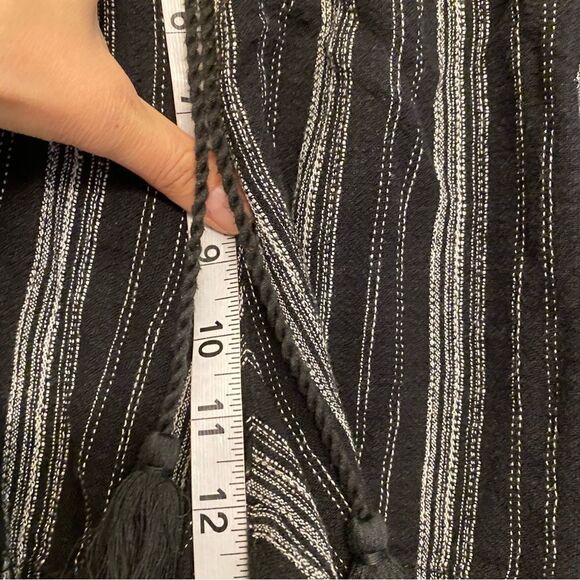 Briggs Linen Blend Pull-On Black stripe Shorts with Pockets Drawstring hi rise-L - Picture 5 of 11